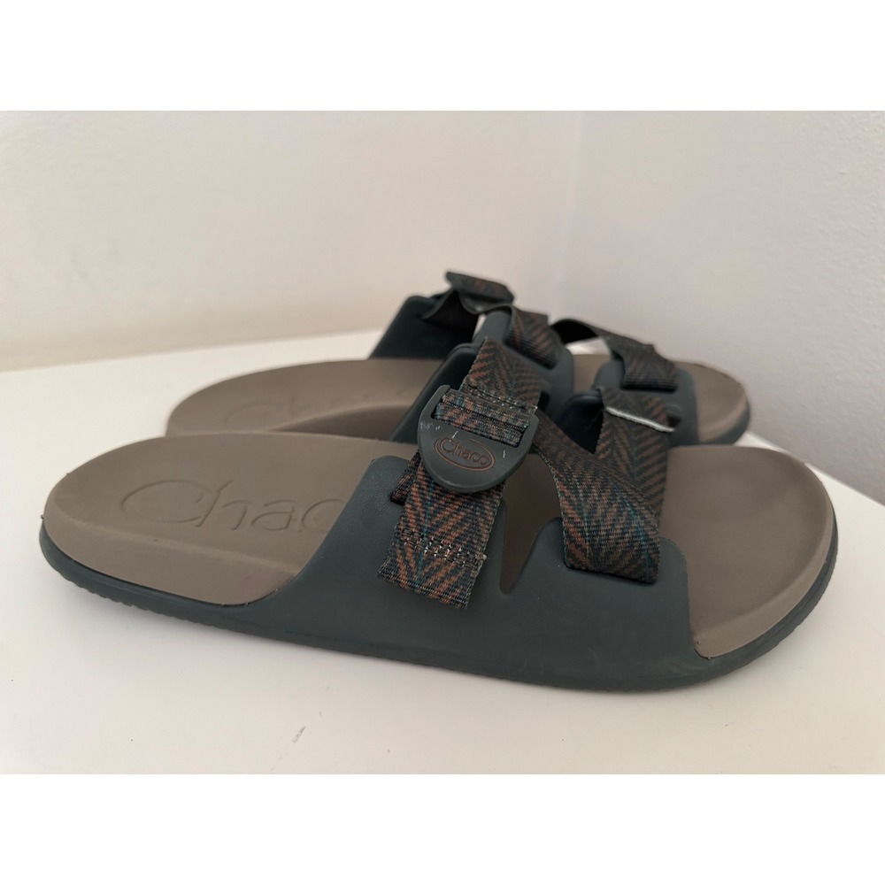 Chaco Chillos Slide Mens 9 Sandals Gorpcore Green Brown Adjustable J106579